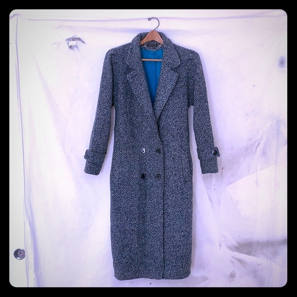 Vintage Jackets & Blazers - Vintage Wool Overcoat, Teal, Donegal